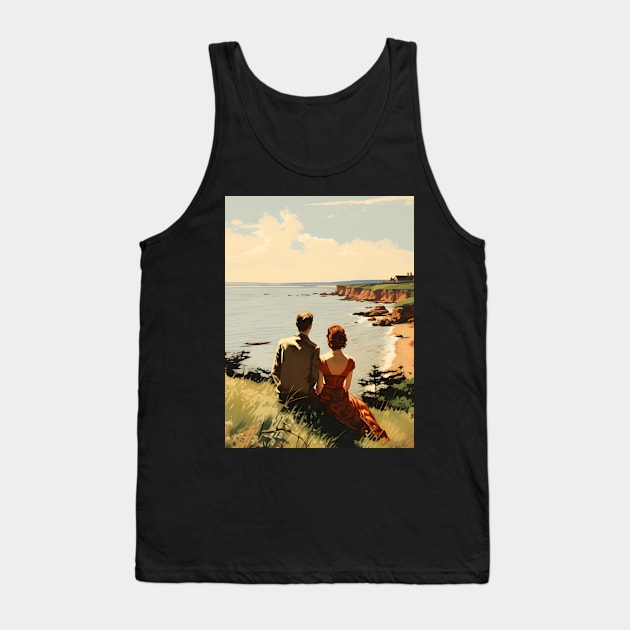 Vintage Romantic Couple on Prince Edward Island - Nostalgic Artwork Tank Top by The Whimsical Homestead